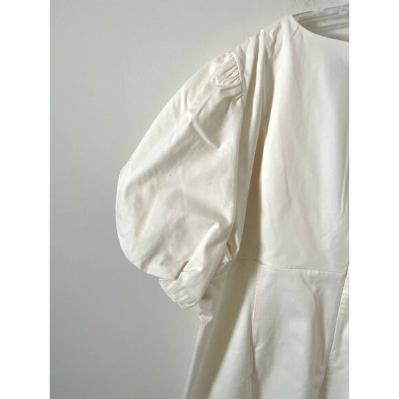 J.Crew Collection Cut Out Knee Length Puff Sleeve Dress Cream Size 24 Plus NEW - Picture 7 of 13